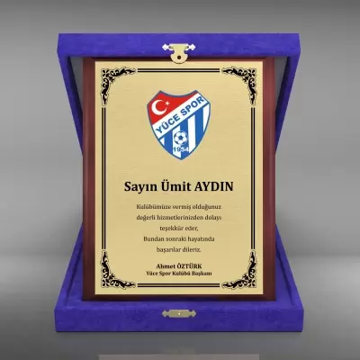 Kadife Kutulu Ahşap Plaket Model 1