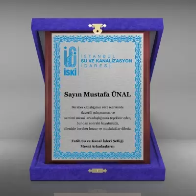 Kadife Kutulu Ahşap Plaket Model 2