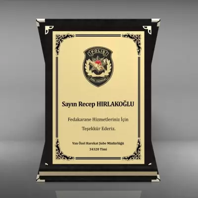 Kadife Kutulu Plaket  Siyah Model 2